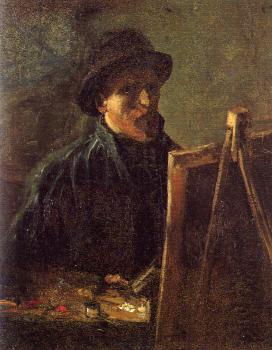 文森特 威廉 梵高 畫架前戴深色毛氈帽的自畫像